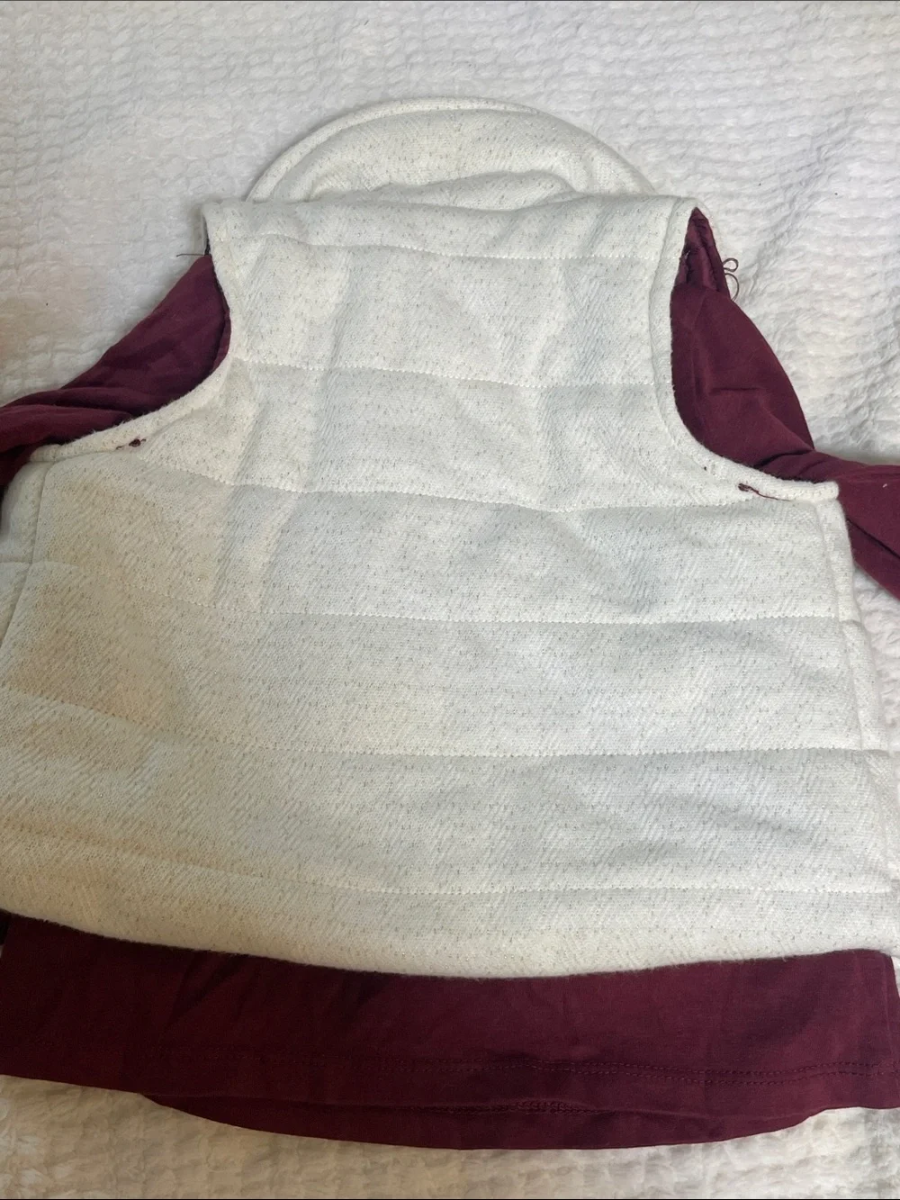 ⭐️4 for $20 Cream Vest with Bow-Accent and Burgundy Long Sleeve Shirt
